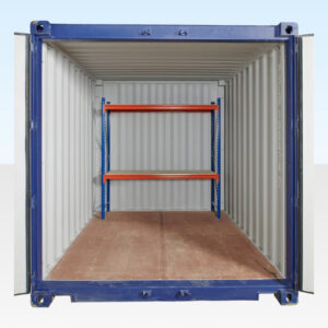 ADJUSTABLE, HEAVY DUTY TWO TIER RACKING FOR REAR OF CONTAINER