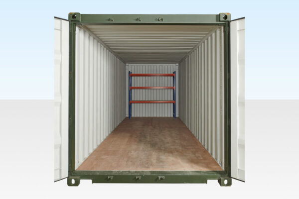 ADJUSTABLE, HEAVY DUTY THREE TIER RACKING FOR REAR OF CONTAINER